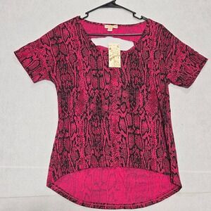 Miss Majesty Pink Snakeskin Print High Low‎ Top Lattice Strappy Back Medium NEW